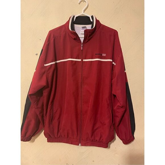 VTG Reebok Classic Mens Running Track Jacket British Flag Spellout 90’s Sz L - Picture 1 of 16